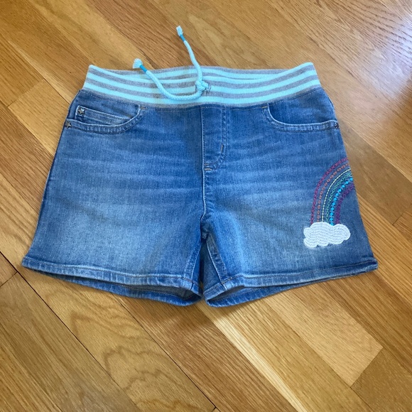 Lands end girls elastic waist jean shorts - Picture 1 of 6